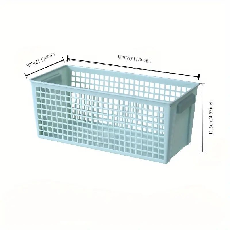 Stackable plastic storage basket suitable for desktop and refrigerator hollow rectangular storage basket snacks and sundries