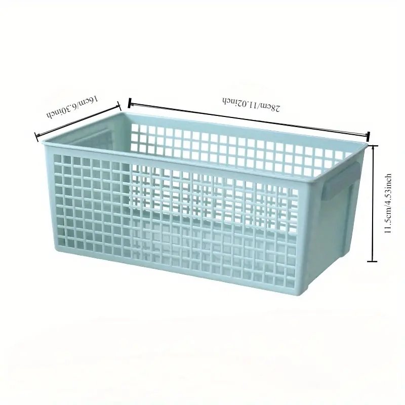 Stackable plastic storage basket suitable for desktop and refrigerator hollow rectangular storage basket snacks and sundries