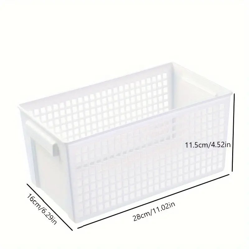 Stackable plastic storage basket suitable for desktop and refrigerator hollow rectangular storage basket snacks and sundries