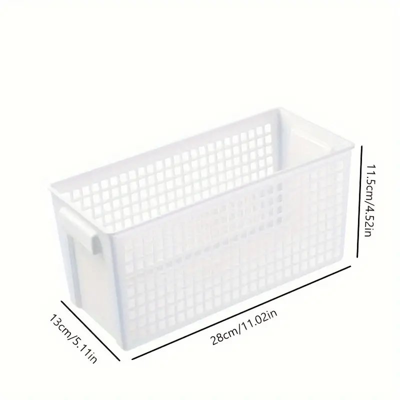 Stackable plastic storage basket suitable for desktop and refrigerator hollow rectangular storage basket snacks and sundries