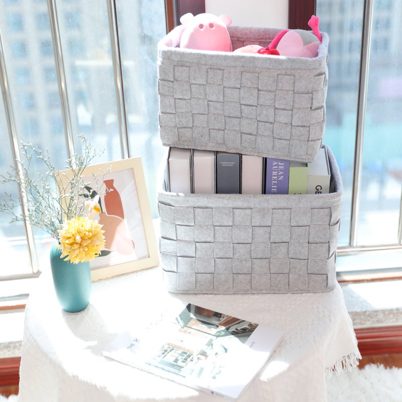 Felt Desk Organizers Drawer Dividers Felt Storage Tray felt Laundry Basket Organizer Collapsible Sturdy Laundry Box