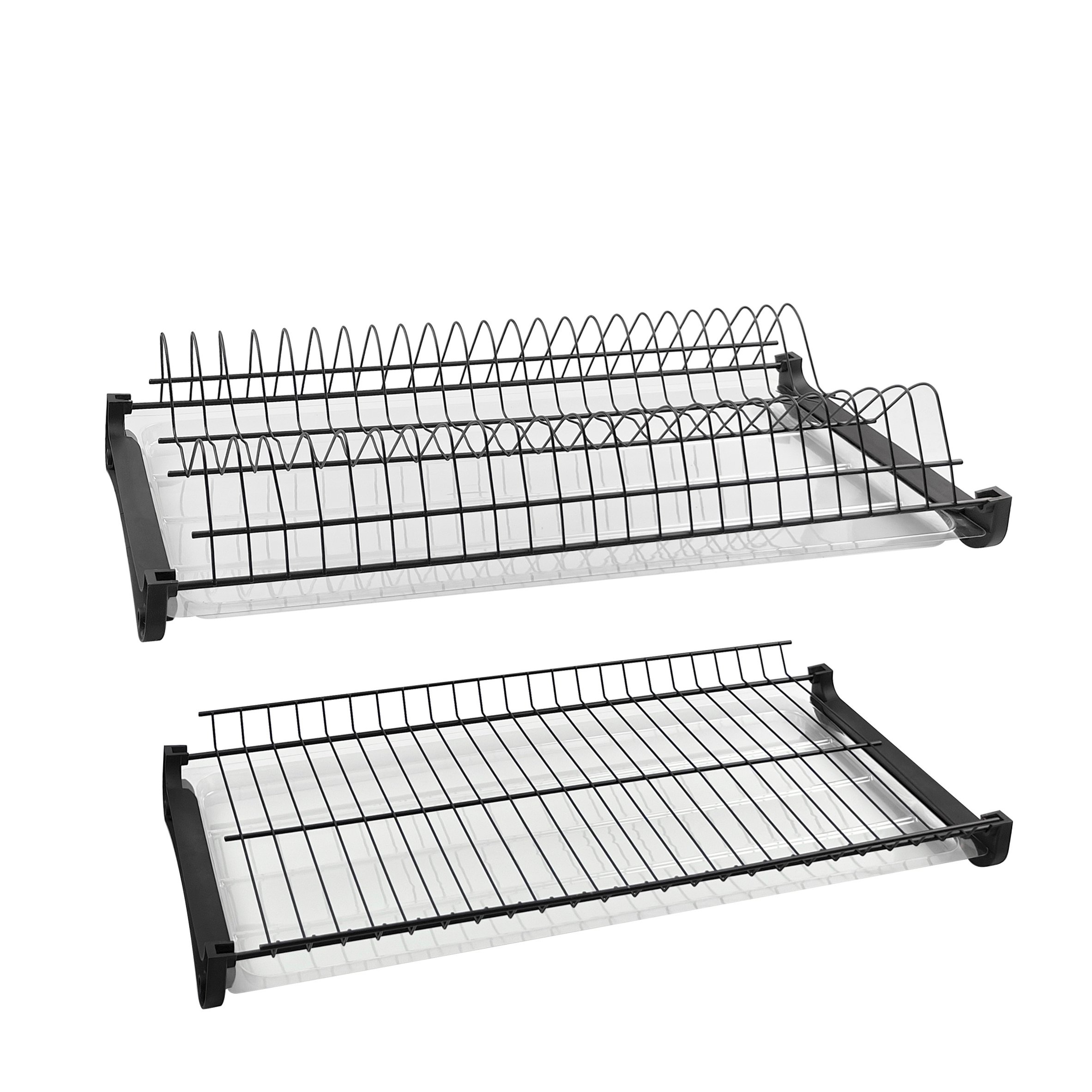 Kitchen stainless steel dish rack dish drying rack wholesale 2 tier kitchen cabinet drawer side mount pull out storage basket