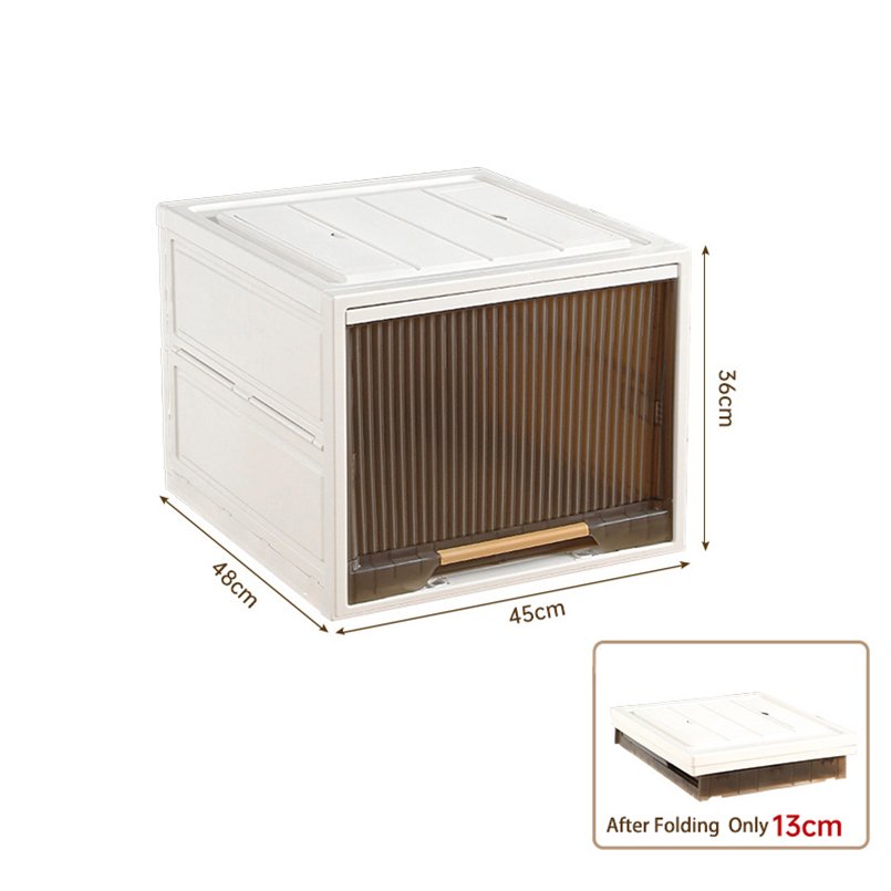 2024 Thickening Clothes Storage Boxes Bins Household Wardrobe Folding Foldable Brown Clear Storage Drawer Container Organizer
