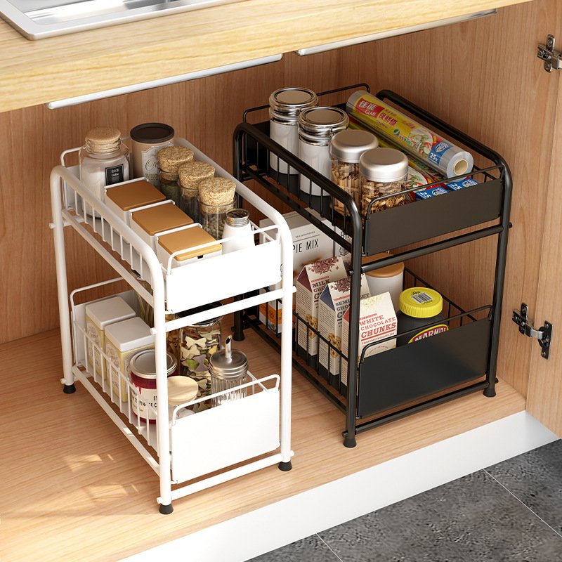 Spice Rack Drawer Organizer Kitchen Sliding Pull Out Basket Storage Shelf Under Sink Basket Organizer
