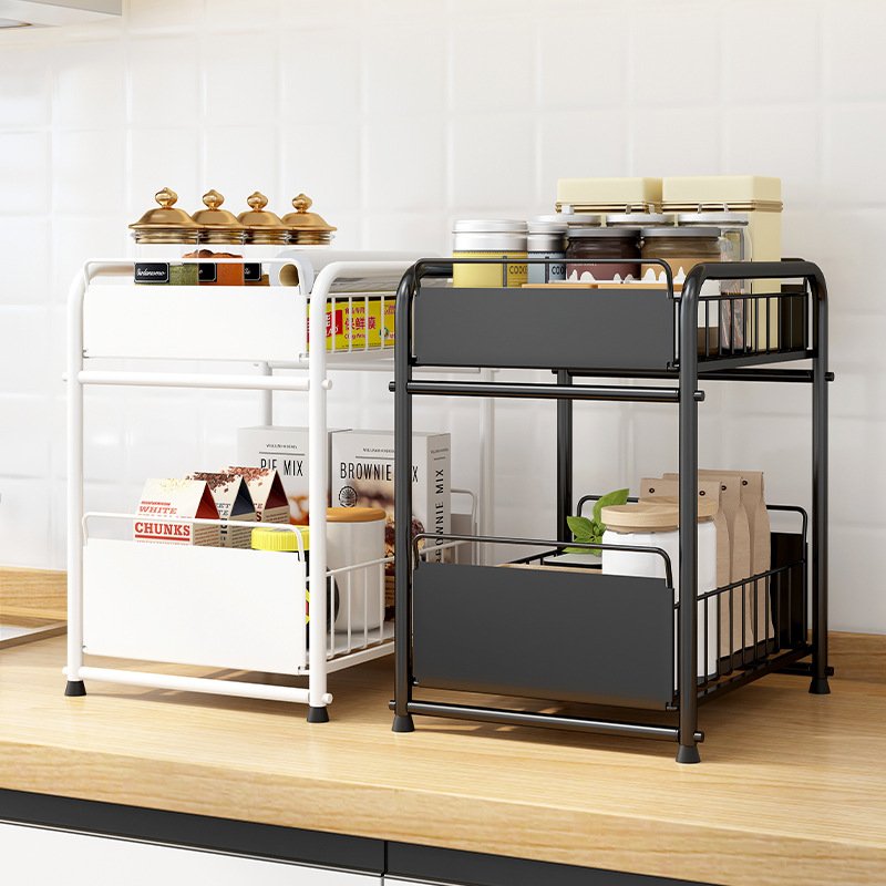 Spice Rack Drawer Organizer Kitchen Sliding Pull Out Basket Storage Shelf Under Sink Basket Organizer