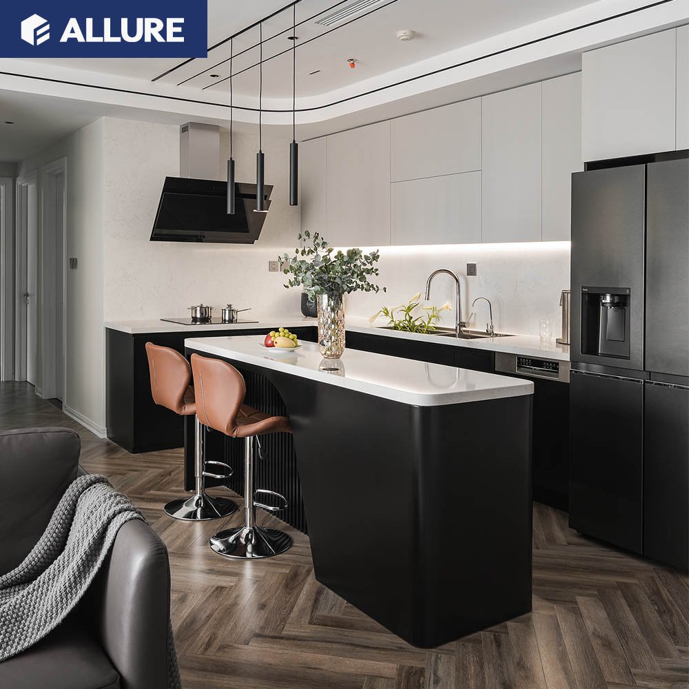Allure Automatic Complete European Curved Ready Modern Sets Kichen Cabinets Modern Kitchen Furniture