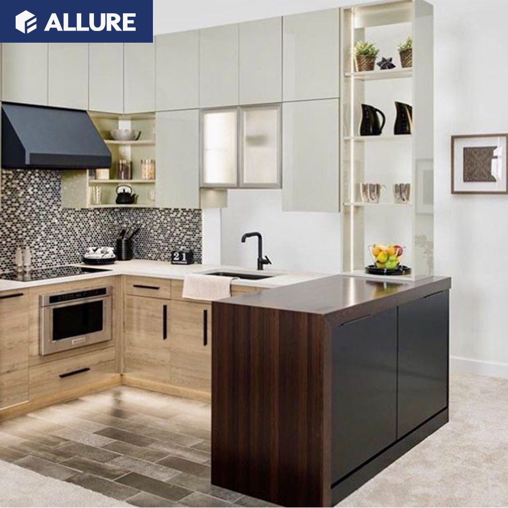 Allure Automatic Complete European Curved Ready Modern Sets Kichen Cabinets Modern Kitchen Furniture