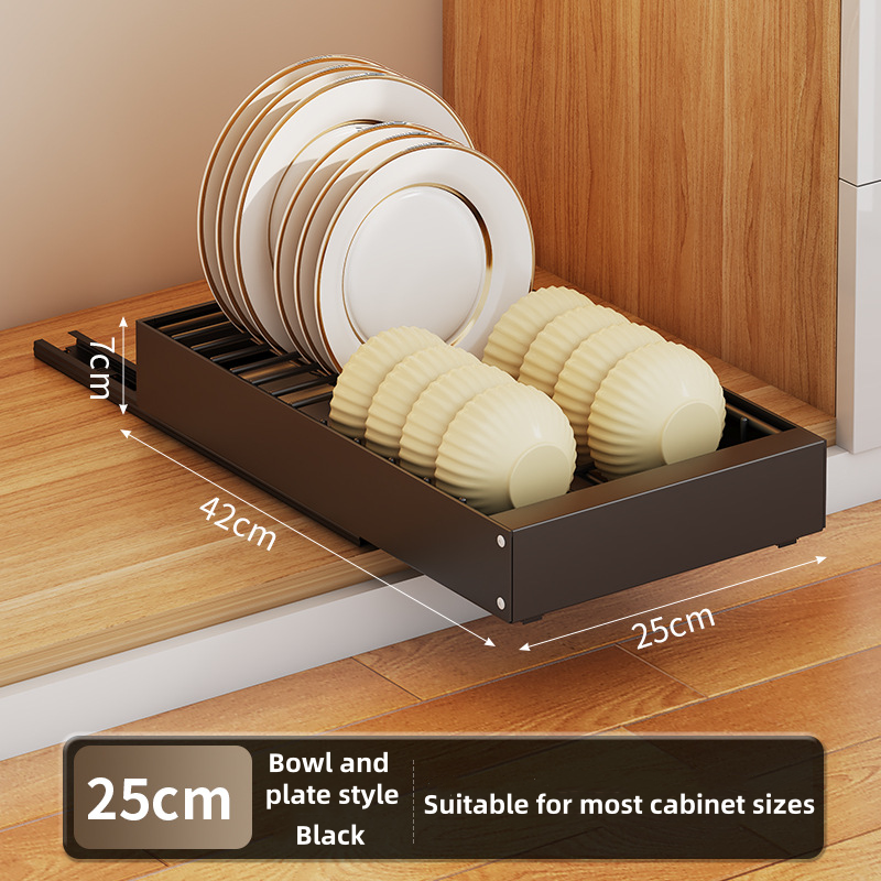 Kitchen metal dish drainer organizer storage rack under cabinet pull-out dish drying rack basket Drawer Sliding cabinet organize