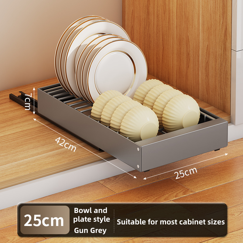 Kitchen metal dish drainer organizer storage rack under cabinet pull-out dish drying rack basket Drawer Sliding cabinet organize