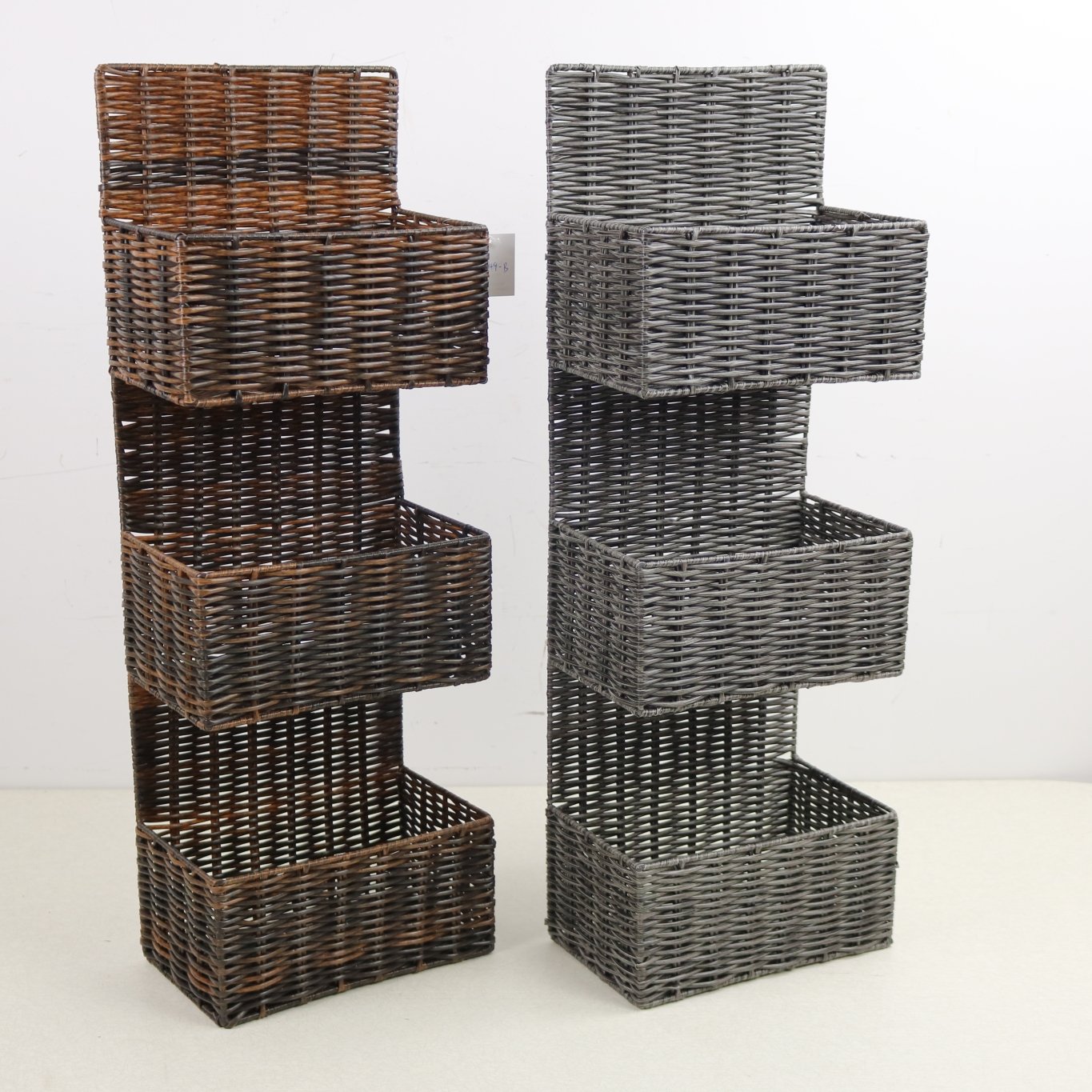 High quality rattan PP woven fruit and vegetable storage basket, drawer storage basket, triple height style