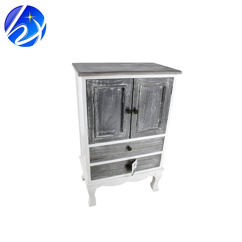 Vintage Grey 6-Drawer Wicker Basket Storage Table