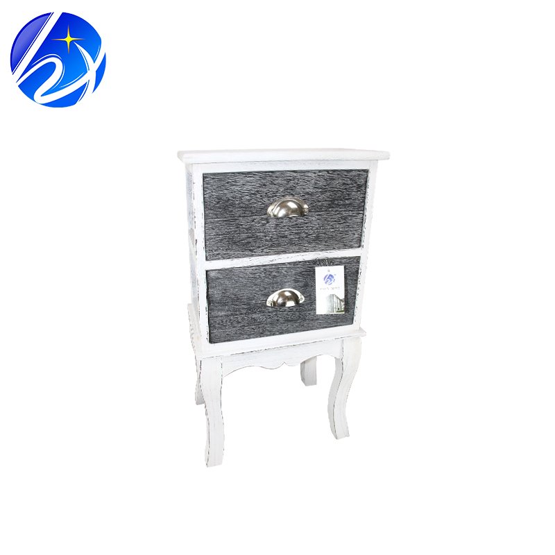 Vintage Grey 6-Drawer Wicker Basket Storage Table