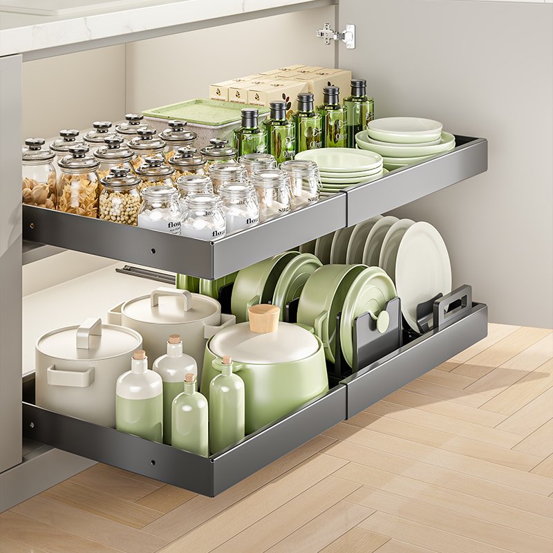 New design kitchen cabinets sinks cutlery racks kitchen seasoning shelves drawers cabinets space saving kitchen utensils baskets