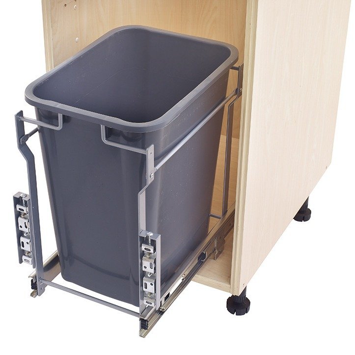 TKK Kitchen Cabinet Pull Out Trash Can Recycle Container Rubbish Two Box Dustbins Built-In Plastic Double Waste Bin