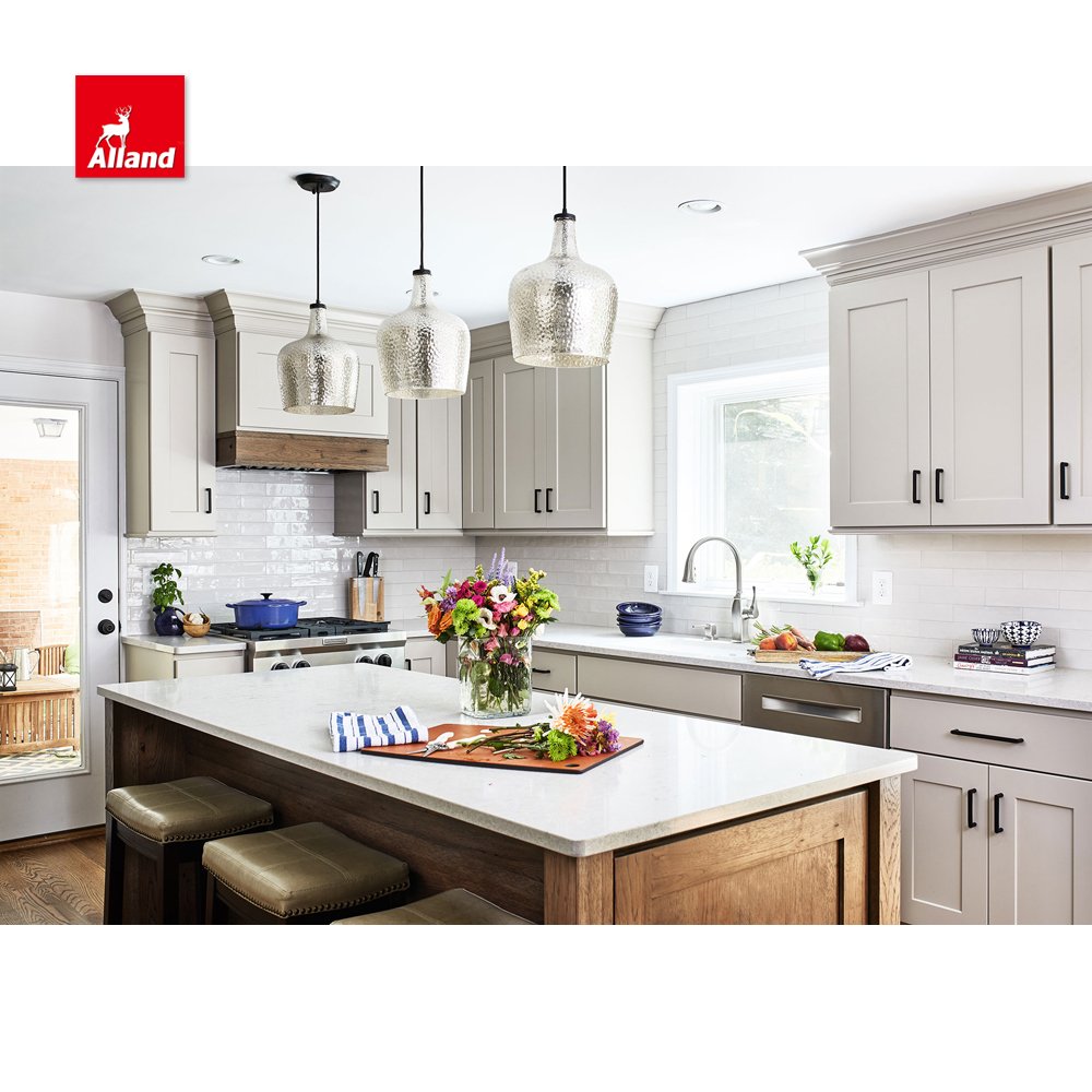 Classic White Painted Design Kitchen Cabinets Idea Solid Kitchen Cabinet with Island Cabinet