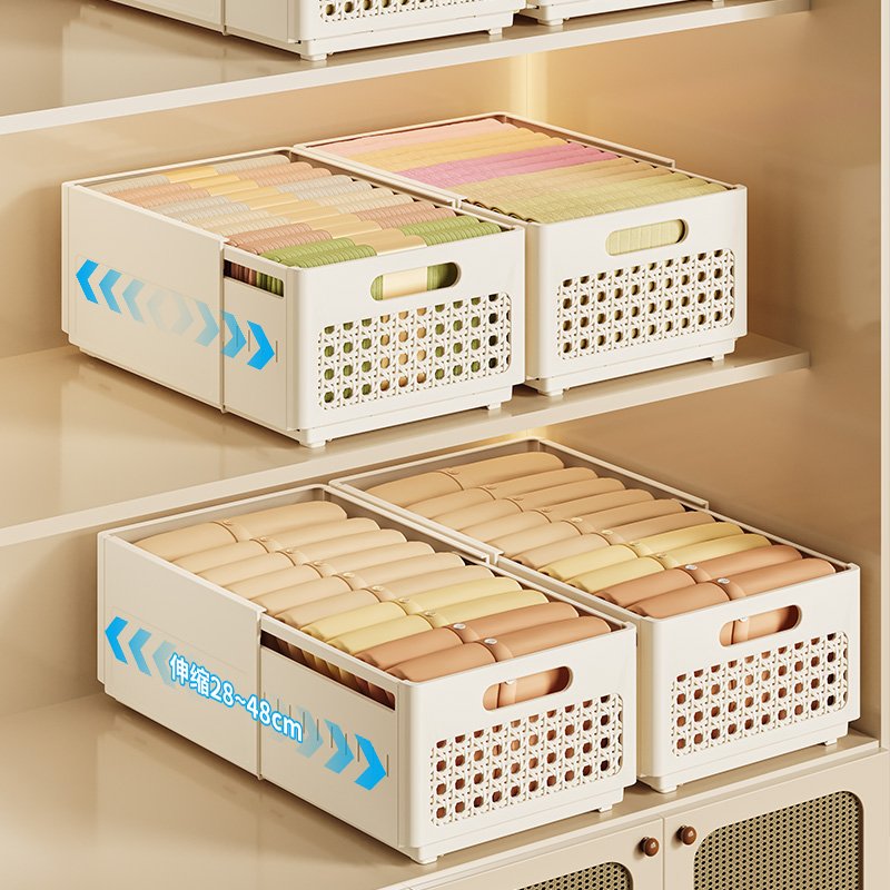 Foldable Stackable Storage Boxes Durable Retractable Plastic Storage Organizer Household Simple Plastic Storage Basket
