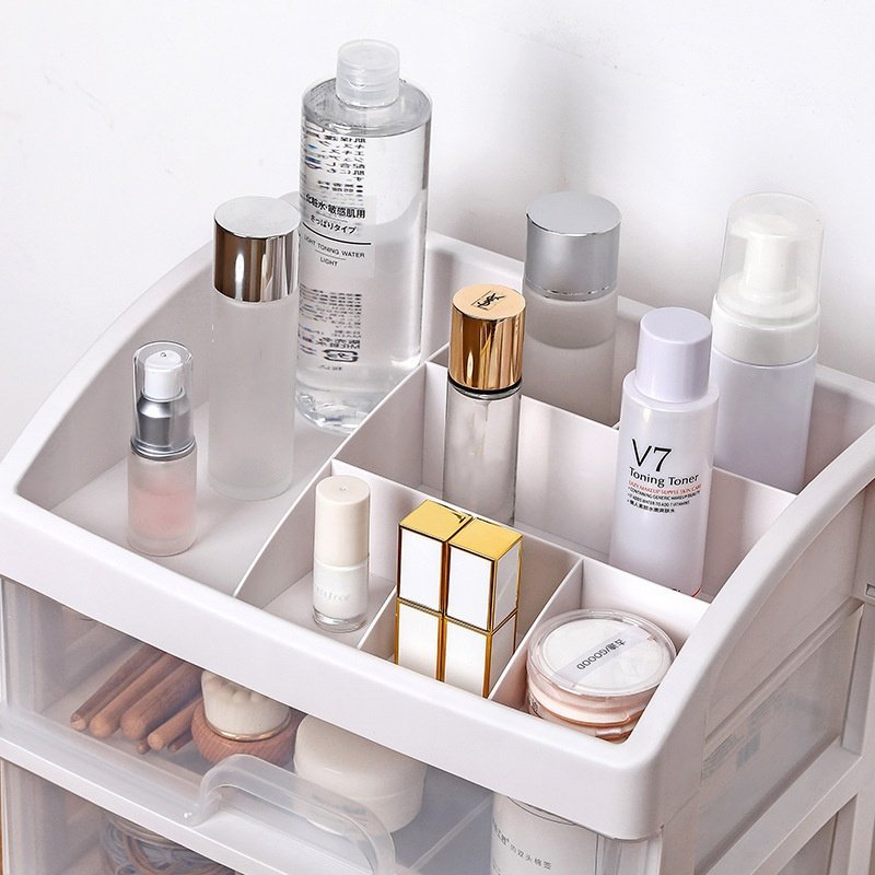 Home Transparent 3 Tiers Table Drawer Type Table Drawer Cosmetic Storage Box