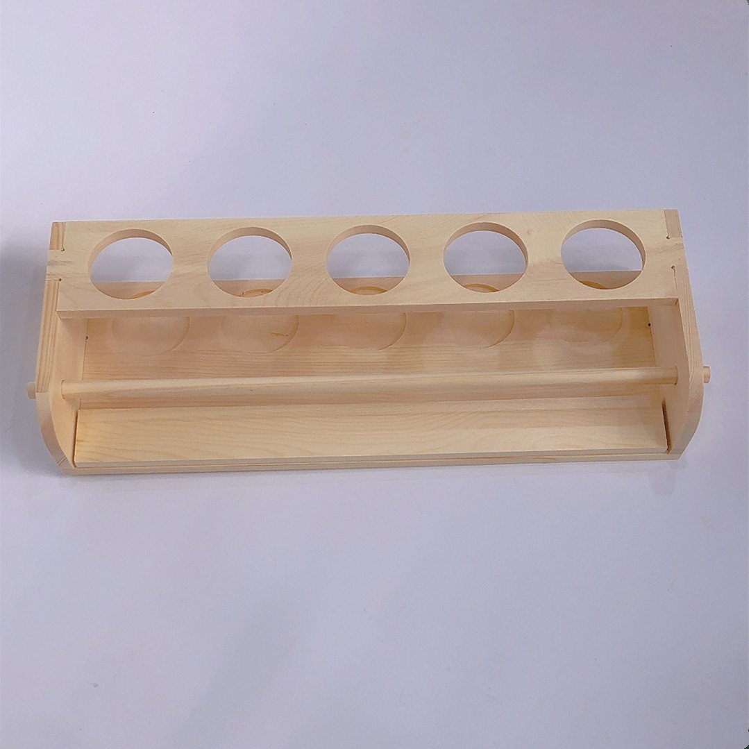 Spice Rack with Glass Spice Test Tubes Set Chemistry Kitchen Countertop Tabletop Wooden Holder Herb Seasoning Container Organize