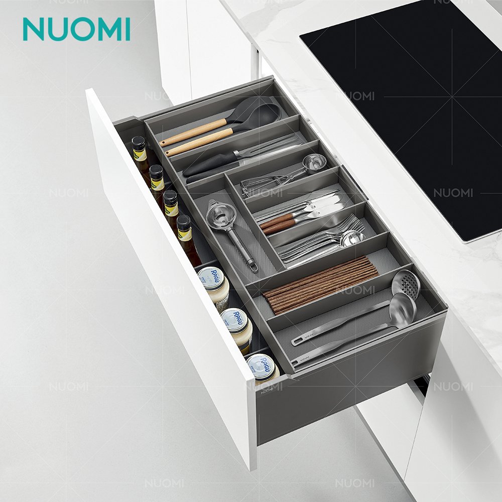 NUOMI ENCANTO Metal Kitchen Storage Basket Drawer Cabinet Sliding Pull Out Organizer Push Open Storage Cutlery Drawer Basket