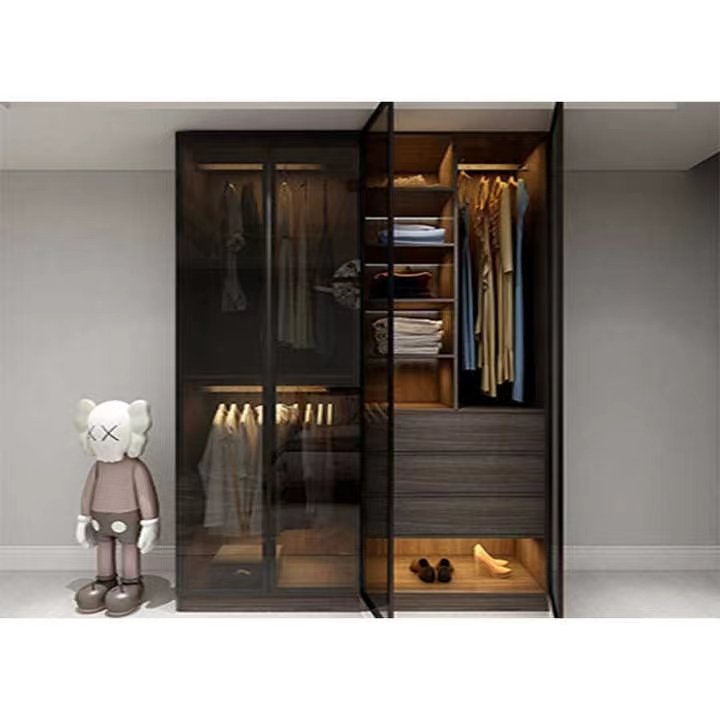 wholesale custom luxury hotel furniture plywood modern storage closets wooden armirah designs bedroom furniture glass wardrobe