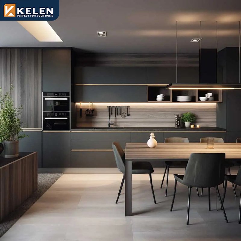 Kelen 2024 luxury custom furniture island imported complete manufacturer modern cupboard designs china kitchen cabinet