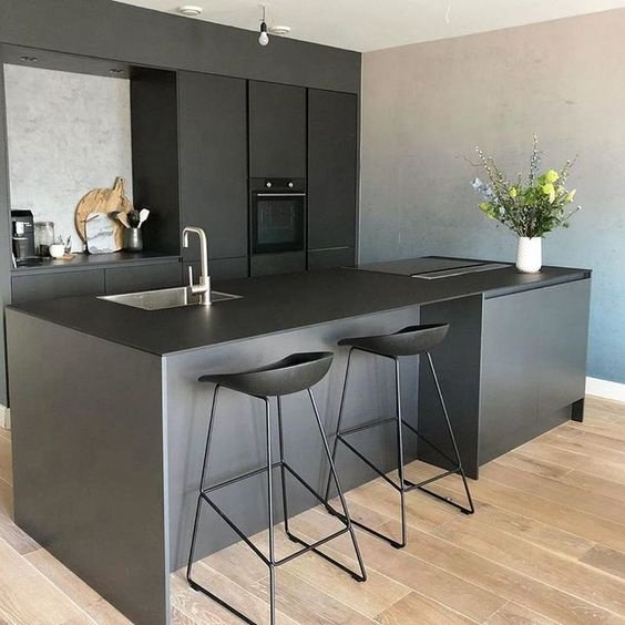 2024 Hangzhou Vermont New Model Kitchen Black Cabinets Kitchen Furniture Set Design Plywood Wood Kitchen Cabinets