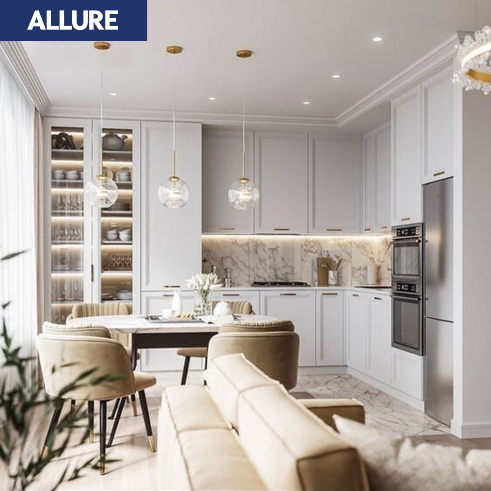 Allure Modular Furniture Organizer Modern Luxury Cocina Smart Wood Meuble Cuisine Shaker Cupboard Custom Modern Kitchen Designs