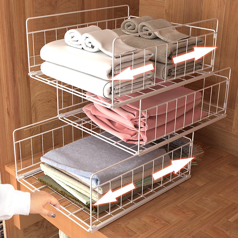 High quality stainless steel bedroom 2 /3 layer drawer type clothes storage rack custom clothes storage baskets WS0033