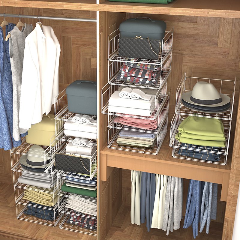 High quality stainless steel bedroom 2 /3 layer drawer type clothes storage rack custom clothes storage baskets WS0033