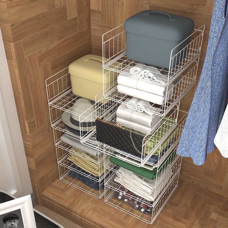 High quality stainless steel bedroom 2 /3 layer drawer type clothes storage rack custom clothes storage baskets WS0033