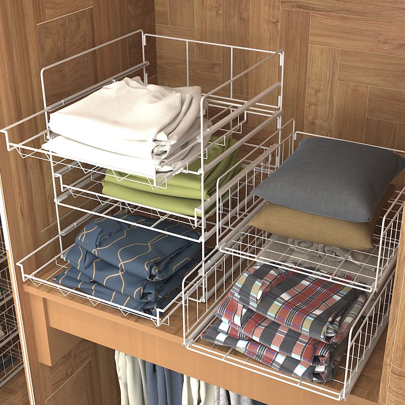 High quality stainless steel bedroom 2 /3 layer drawer type clothes storage rack custom clothes storage baskets WS0033