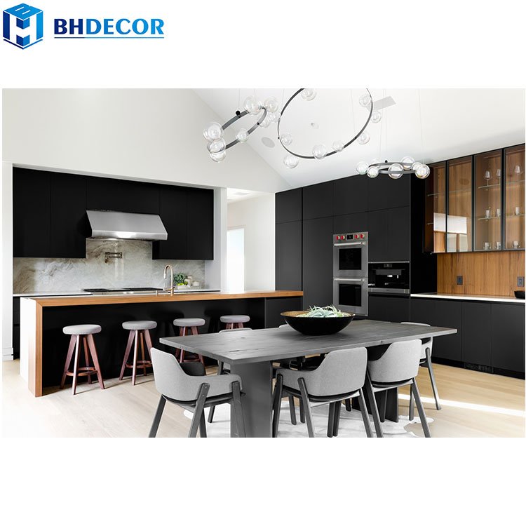 New York European Villa Style Fancy Modern Galley Kitchen Cabinets With Lighting Breakfast Bar Highland Table Electric Cook