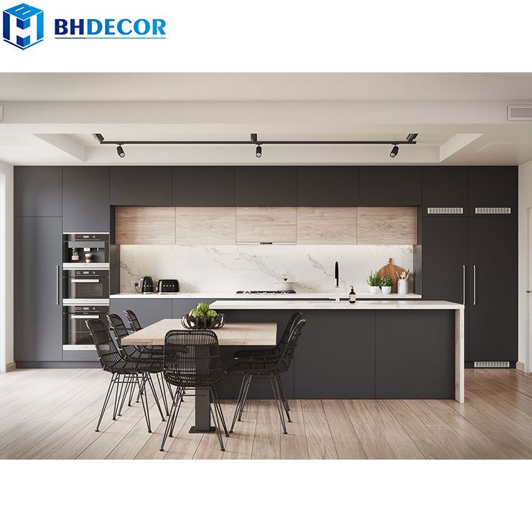 New York European Villa Style Fancy Modern Galley Kitchen Cabinets With Lighting Breakfast Bar Highland Table Electric Cook
