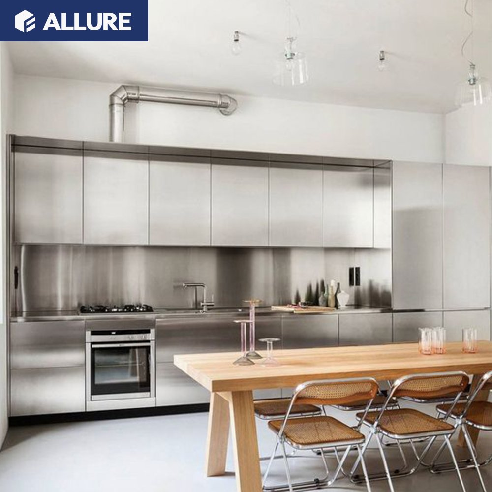 Allure Smart Custom Luxury Modern Kitchenette Organizer Storage Complete Set Stainless Steel Island Kitchen Cabinets Accessories