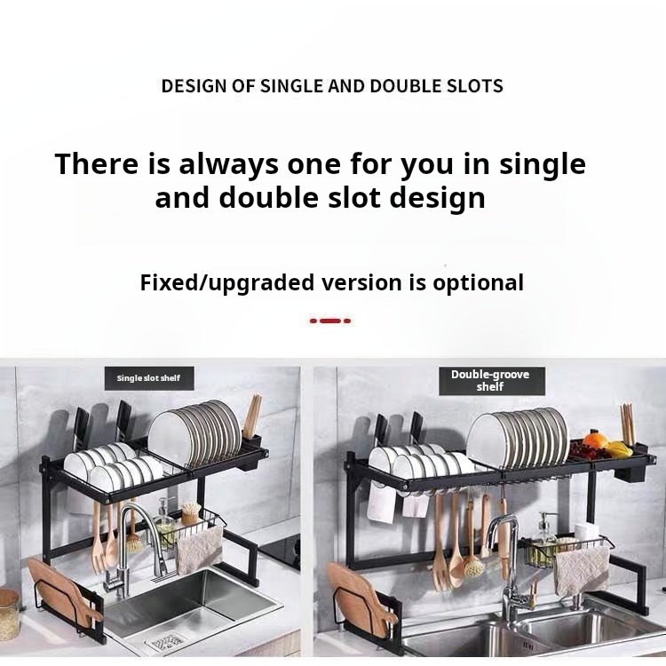 Stainless steel kitchen sink storage rack countertop bowl and plate storage rack