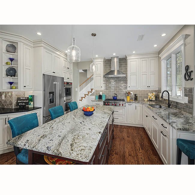 Blue island solid wood cabinet for sale white pantry u shape freestanding layout kitchen sink unit