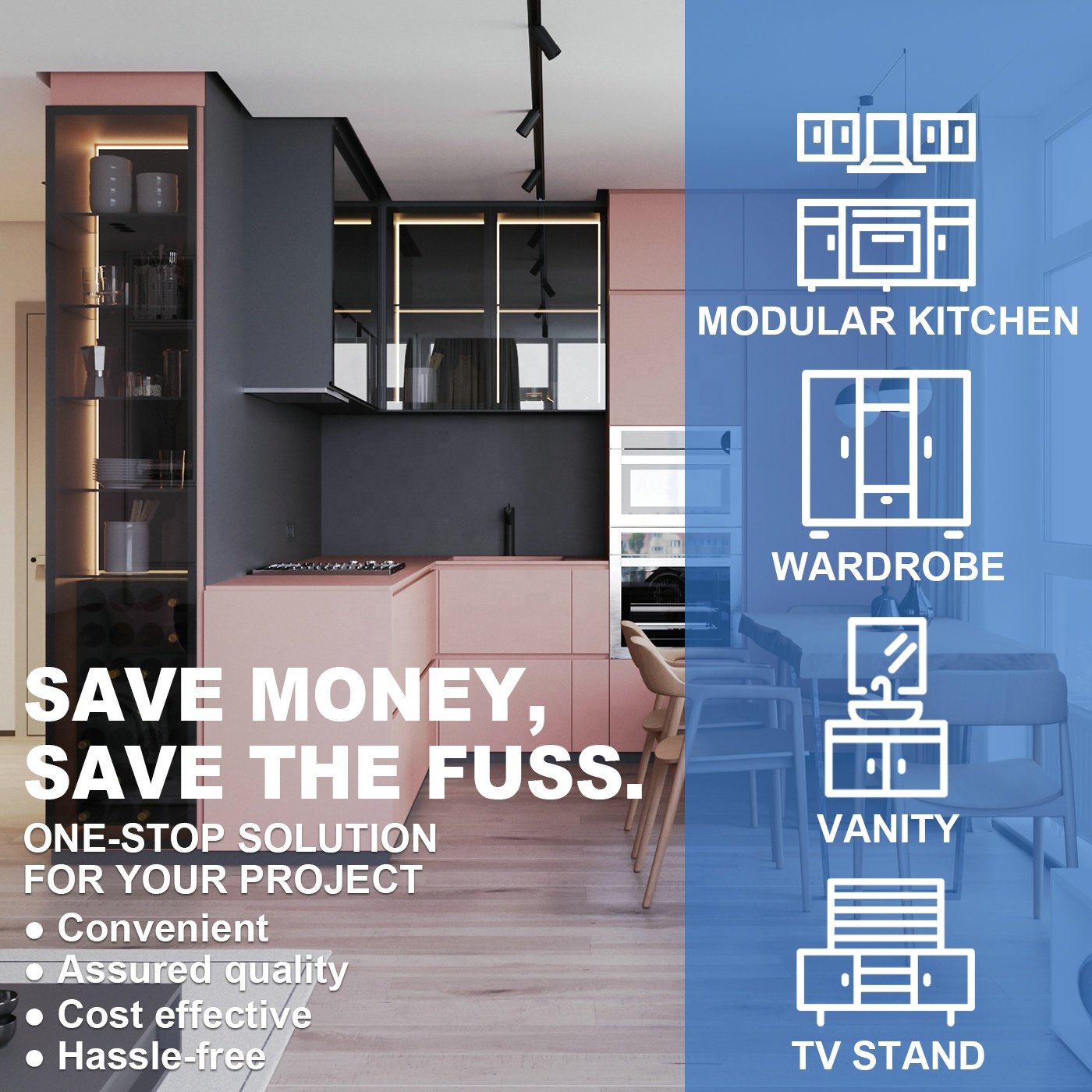PA Home Improvement Wooden Moduler Italian Modern Kitchen Cabinets Cupboards