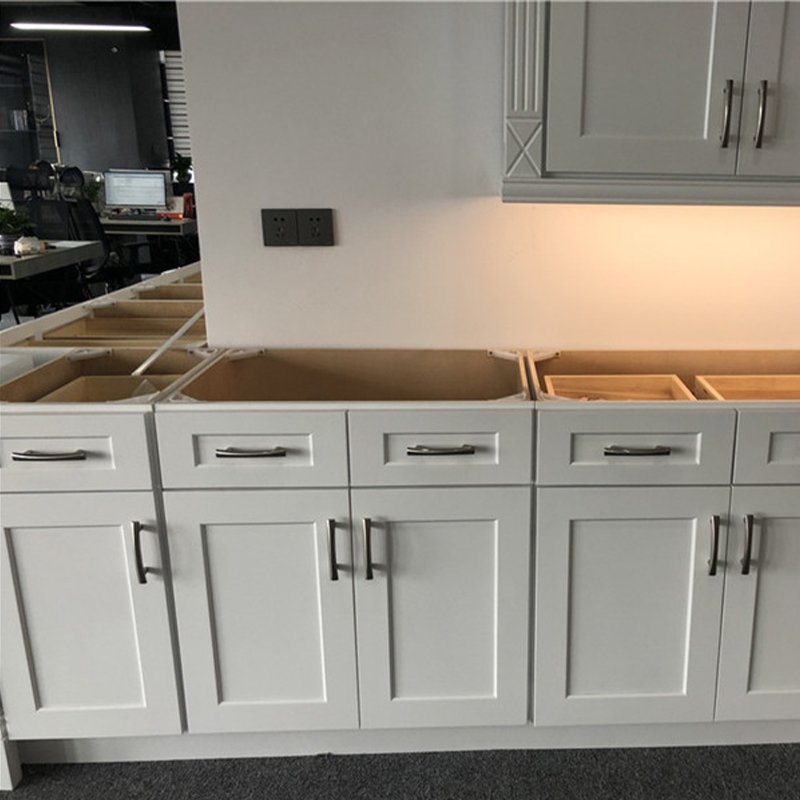 GOLDTOP OEM/ODM Cuarzo Modern Kitchen Cabinets Shaker White Door Frame Construct 3/4 Birch Solid Wood Lazy Susan quartz slabs