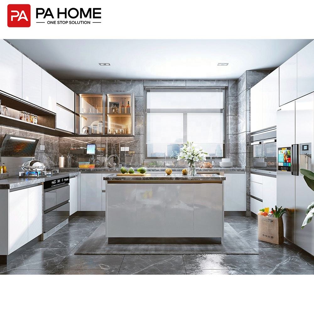 PA home modern design high gloss white rta kitchen cabinets