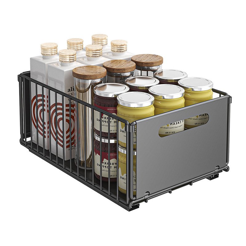 Kitchen and Bathroom Organizer Storage Basket with Drawer Under Sink Sliding Drawer Sliding Basket Storage Rack