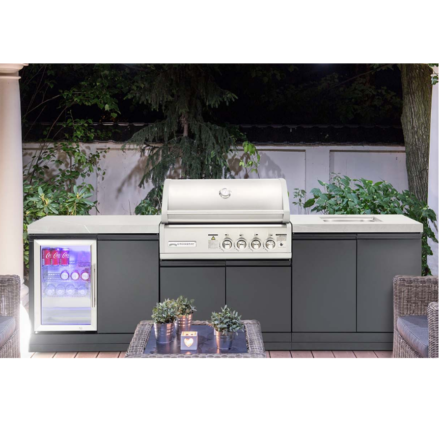Freestanding Stainless Steel Outdoor Kitchen Custom Design Black Outdoor Kitchen With Sink And Grill