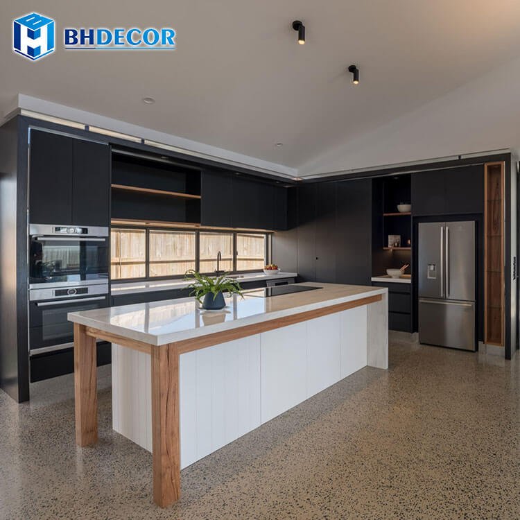 Imported Foshan American Jamaica Active Full Set Ushaped Glass Wood Flat European High-End Modern Kitchen Cabinet For New House