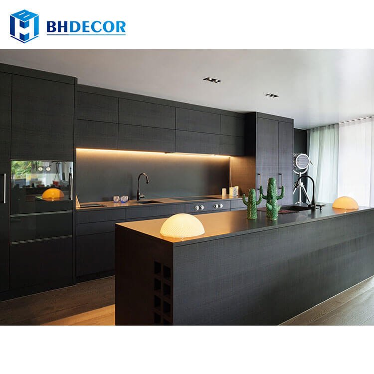 Imported Foshan American Jamaica Active Full Set Ushaped Glass Wood Flat European High-End Modern Kitchen Cabinet For New House