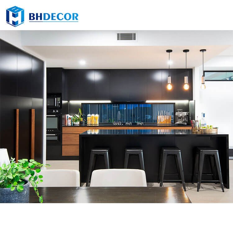 Imported Foshan American Jamaica Active Full Set Ushaped Glass Wood Flat European High-End Modern Kitchen Cabinet For New House