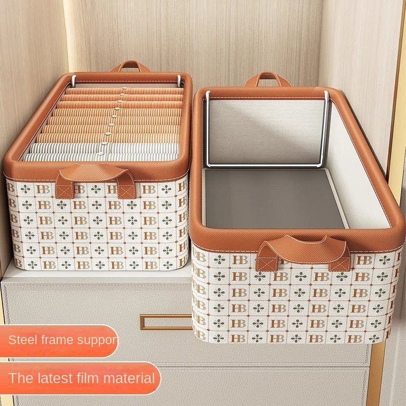 Single-Tier Fabric Clothes Storage Box Stand-Type Wardrobe Organizing Basket for Pants & Living Room Use Home Household Usage
