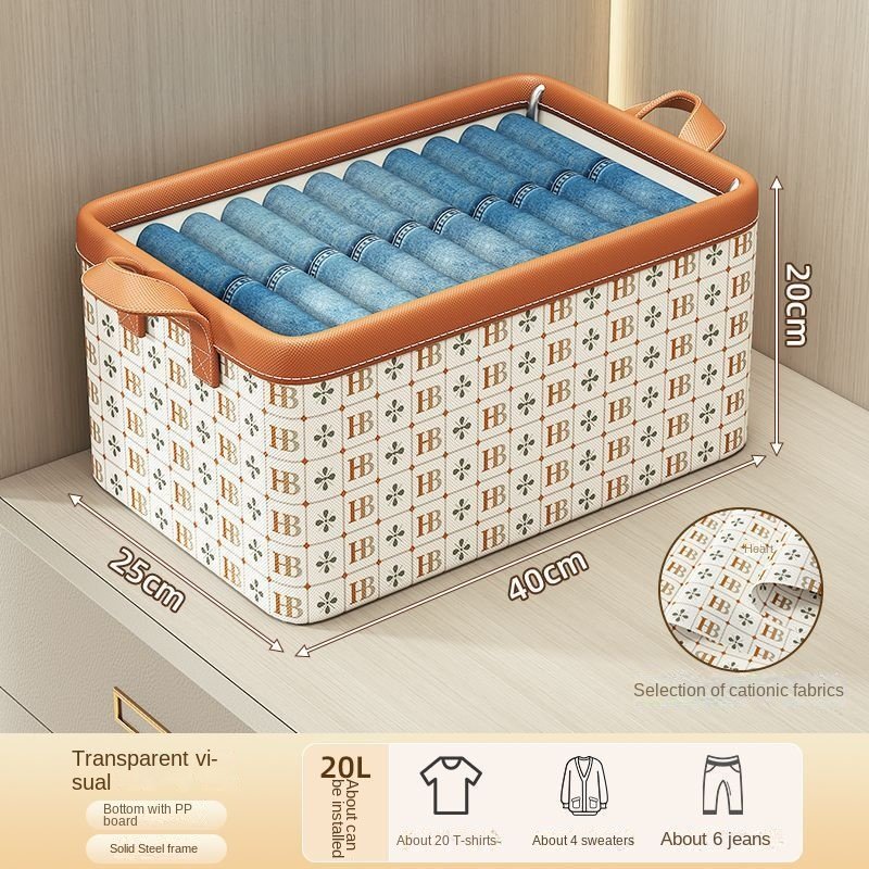 Single-Tier Fabric Clothes Storage Box Stand-Type Wardrobe Organizing Basket for Pants & Living Room Use Home Household Usage