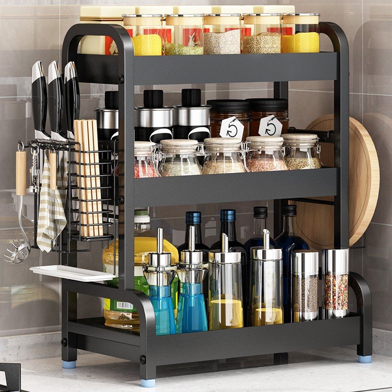 Multi-functional kitchen cabinet accessories soft closing drawer seasoning basket pull out narrow drawer basket
