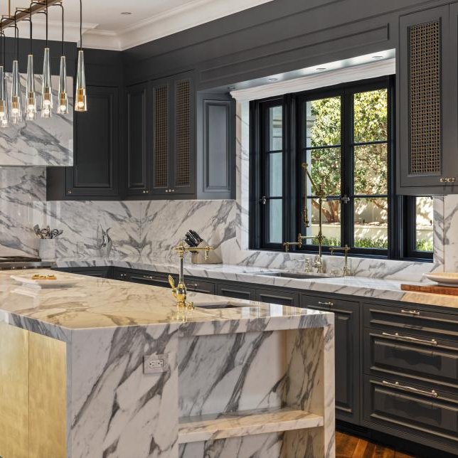 Modern Luxury Marble Countertops Kitchen Cabinet Set Kitchen Cabinets with Sink From Foshan Factory