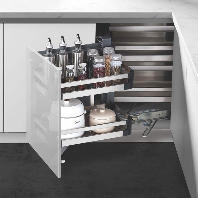 Kitchen cabinet sliding pull-out basket corner swivel basket drawer pull out basket blind corner