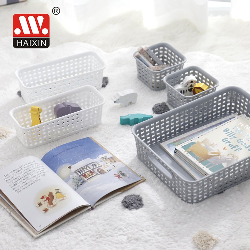 Haixin homeuse sundries drawer organizer basket different sizes of plastic wicker storage basket set